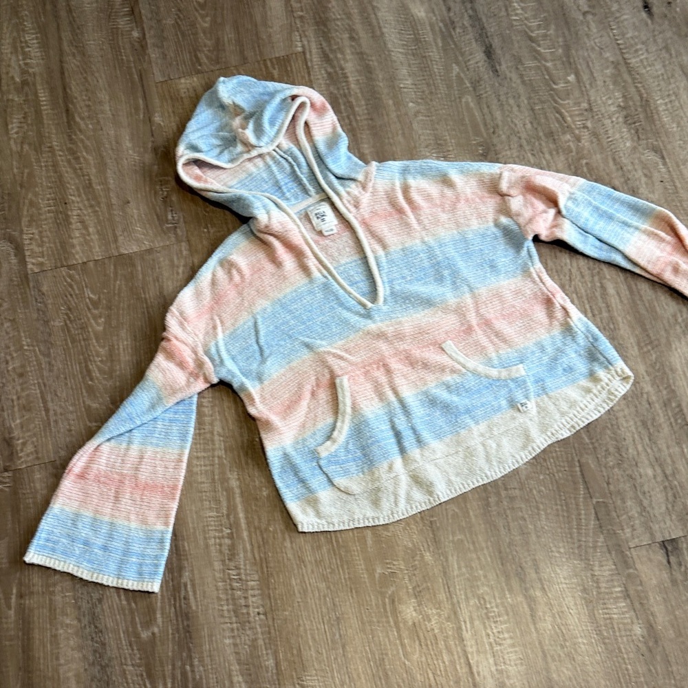 Billabong Pastel Pink & Blue Striped Knit Hoodie